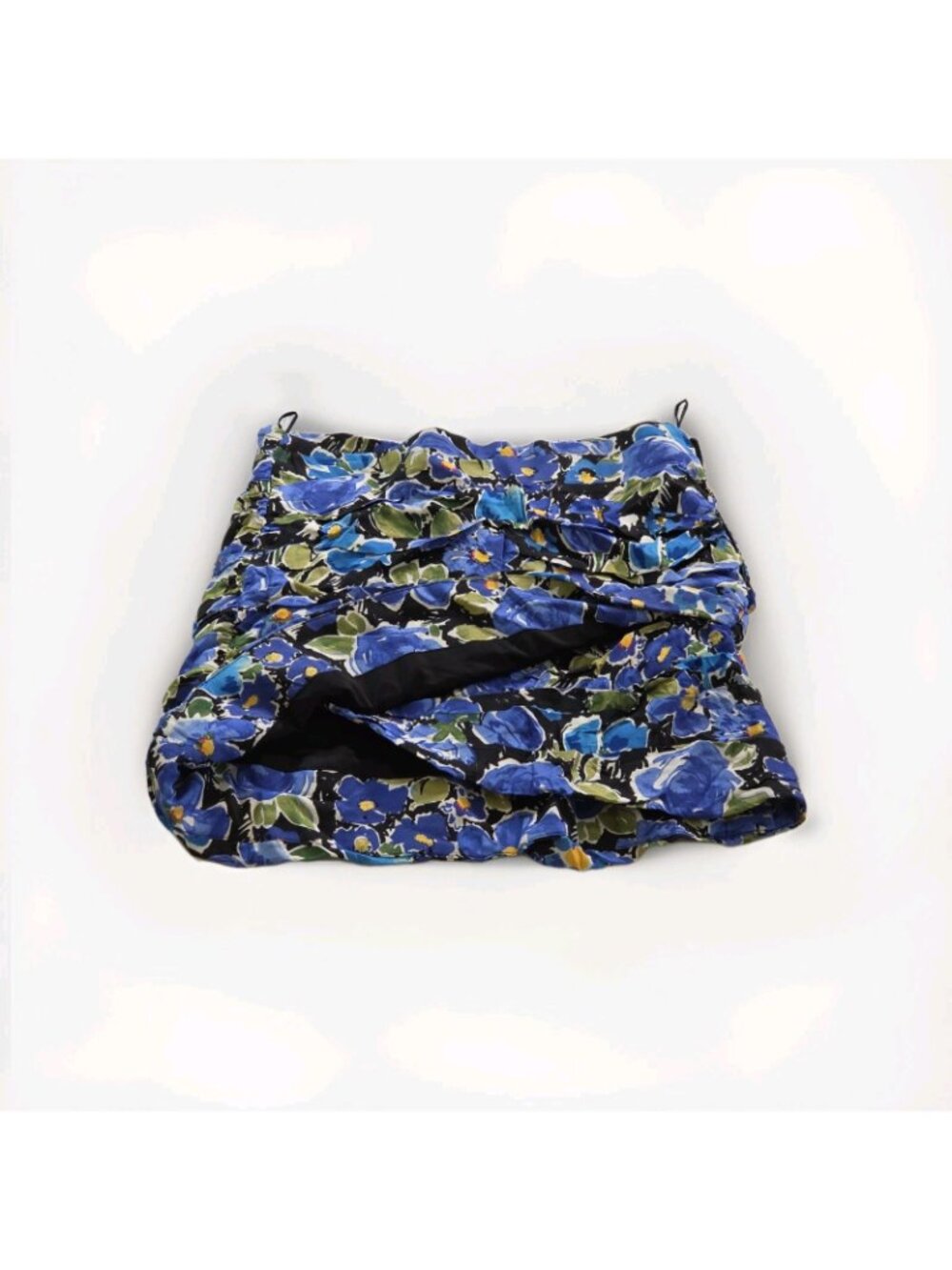 Zara Blue Floral Ruched Mini Skirt S Join Life Viscose Boho Blogger Favorite Y2K - Picture 14 of 16